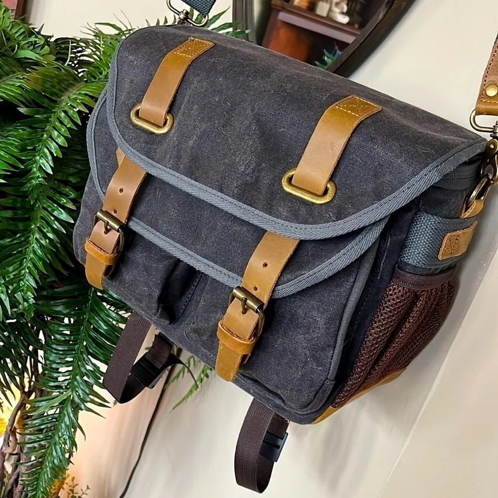 Brand New Retro Camera Bag Photography Canvas Shoulder Sling Case Vintage Gray